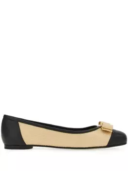 Ferragamo балетки с бантом, нейтральный цвет