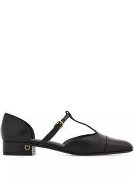 Ferragamo балетки с Т-образным ремешком, черный