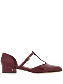 Ferragamo балетки с Т-образным ремешком, красный
