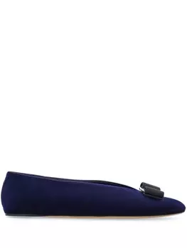 Ferragamo бархатные балетки Vara, синий