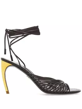 Ferragamo босоножки на скульптурном каблуке, коричневый