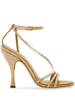 Ferragamo босоножки с кристаллами, нейтральный цвет
