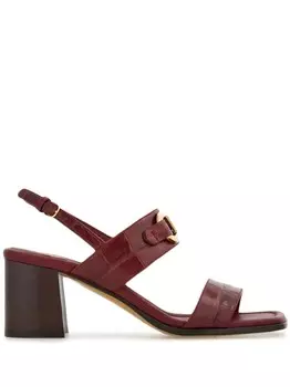 Ferragamo босоножки с пряжкой Gancini, красный