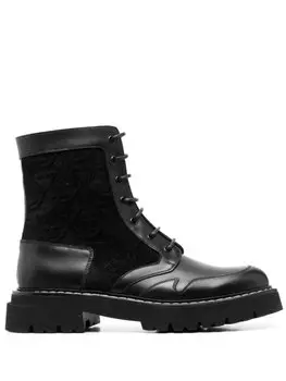 Ferragamo ботинки на шнуровке со вставками, черный