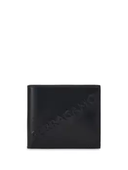 Ferragamo бумажник с тисненым логотипом, черный