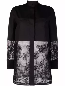Ferragamo длинная кружевная рубашка, черный