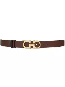 Ferragamo двусторонний ремень с пряжкой Gancini, коричневый
