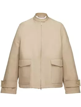Ferragamo габардиновая куртка с длинными рукавами, нейтральный цвет