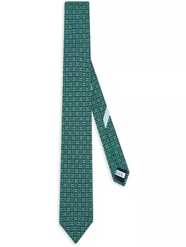Ferragamo галстук шелковый с узором Ганчини, зеленый