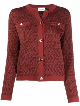 Ferragamo кардиган с монограммой, красный