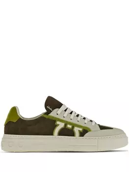 Ferragamo кеды с декором Gancini, зеленый