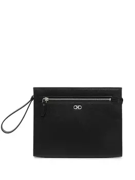 Ferragamo клатч с декором Gancini, черный