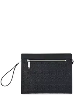 Ferragamo клатч с тисненым логотипом Gancini, черный