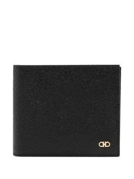 Ferragamo кошелек из зернистой кожи с бляшкой Gancini, черный