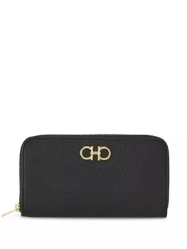 Ferragamo кошелек на молнии с декором Gancini, черный