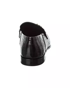 Ferragamo Кожаные лоферы Ottone с тиснением под крокодила Salvatore Ferragamo, черный