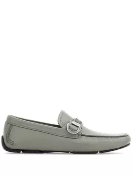 Ferragamo кожаные туфли для вождения с бляшками Ганчини, серый