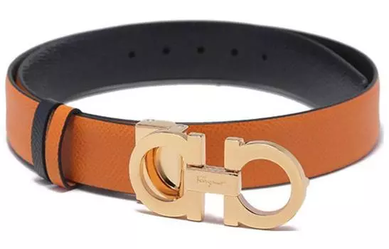 Ferragamo Кожаный ремень женский коричневый, оранжевый/черный