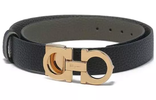 Ferragamo Кожаный ремень женский серо-зеленый/черный