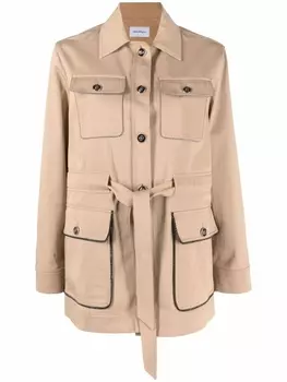 Ferragamo куртка с карманами и поясом, нейтральный цвет