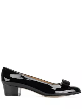 Ferragamo лакированные туфли Vara Bow, черный