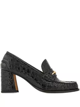 Ferragamo лоферы на каблуке, черный
