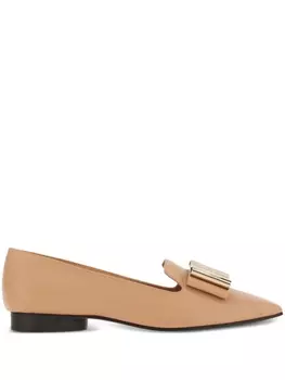 Ferragamo лоферы с бантом, нейтральный цвет