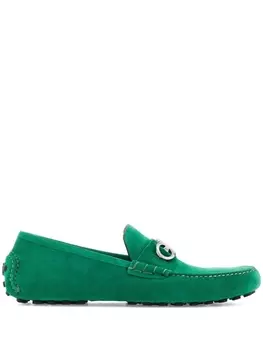 Ferragamo лоферы с декором Gancini, зеленый