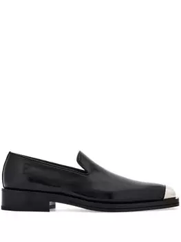 Ferragamo лоферы с металлическим носком, черный