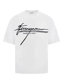 Ferragamo logo-print cotton Футболка, белый