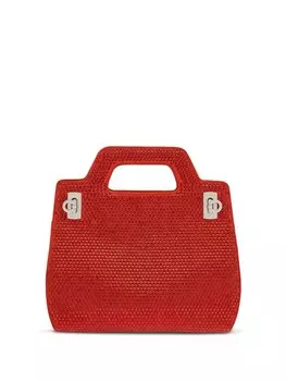 Ferragamo мини-сумка с кристаллами, красный