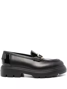 Ferragamo мокасины с бляшкой Ганчини, черный