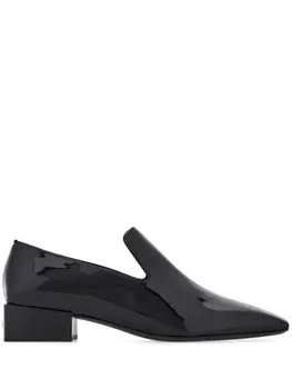 Ferragamo мокасины с квадратным носком, черный