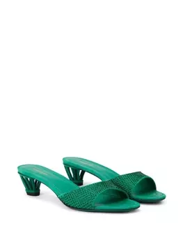 Ferragamo мюли Ramilu 40 с кристаллами, зеленый