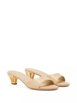 Ferragamo мюли с каблуком-клеткой 40 мм, нейтральный цвет