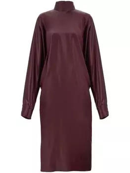Ferragamo платье с высоким воротником, красный