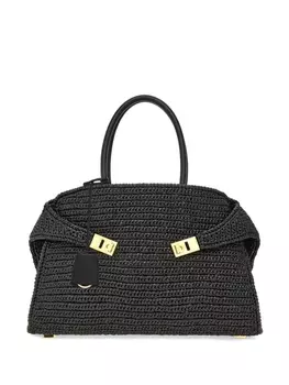 Ferragamo плетеная сумка-тоут The Hug среднего размера, черный