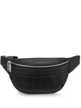 Ferragamo поясная сумка с тиснением Gancini, черный
