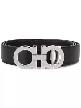 Ferragamo ремень логотипом на пряжке, черный
