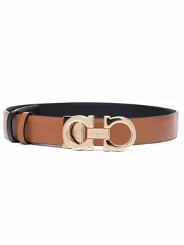 Ferragamo ремень с логотипом, коричневый