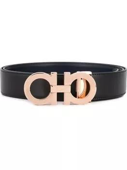 Ferragamo ремень с пряжкой-логотипом, черный