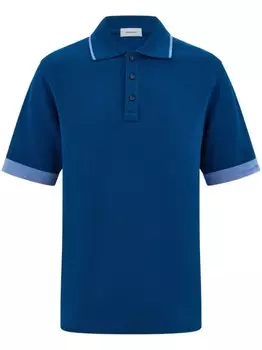 Ferragamo рубашка поло с контрастными манжетами, синий