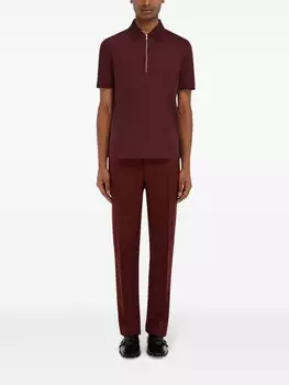 Ferragamo рубашка поло с воротником на молнии, красный