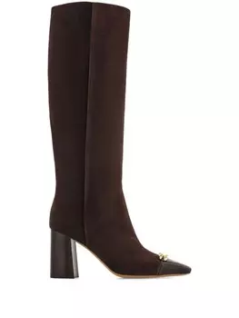 Ferragamo сапоги ниже колена с деталями Gancini, коричневый