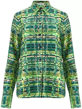 Ferragamo шелковая рубашка в клетку, зеленый