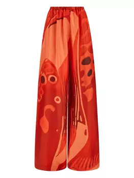 Ferragamo шелковые брюки палаццо, красный