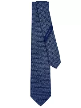 Ferragamo шелковый галстук с узором Gancini, синий