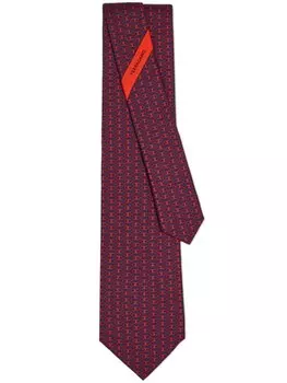 Ferragamo шелковый галстук с узором Gancini, синий