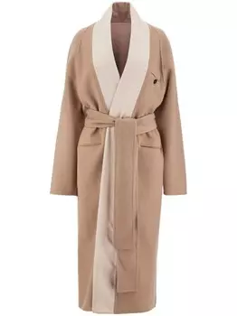 Ferragamo шерстяное пальто с поясом, нейтральный цвет