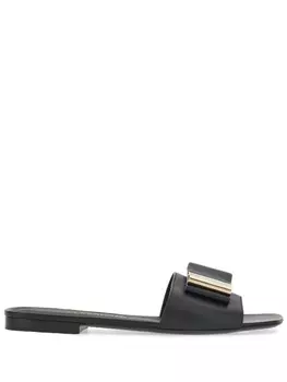 Ferragamo шлепанцы Double Bow, черный